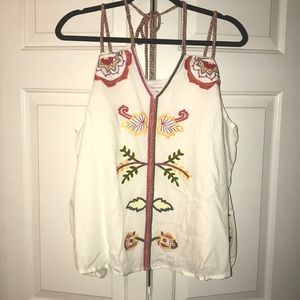 Off the shoulder embroidered red carter top